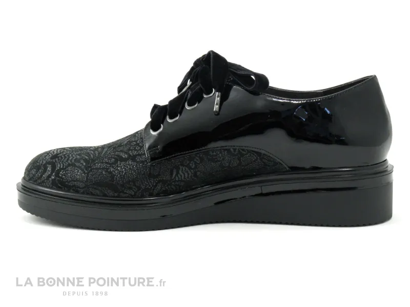 Achat chaussures MamZelle Femme Chaussure basse / Derby, vente MamZelle OCEANI - CSIDY21 - Fleur Noir - Verni noir - Derby