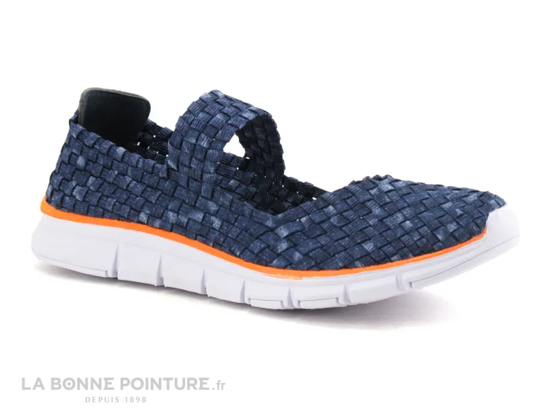 Achat chaussures Moran's Femme Chaussure de Sport, vente Morans Kidou Marine - Ligne Orange - Ballerine Elastique