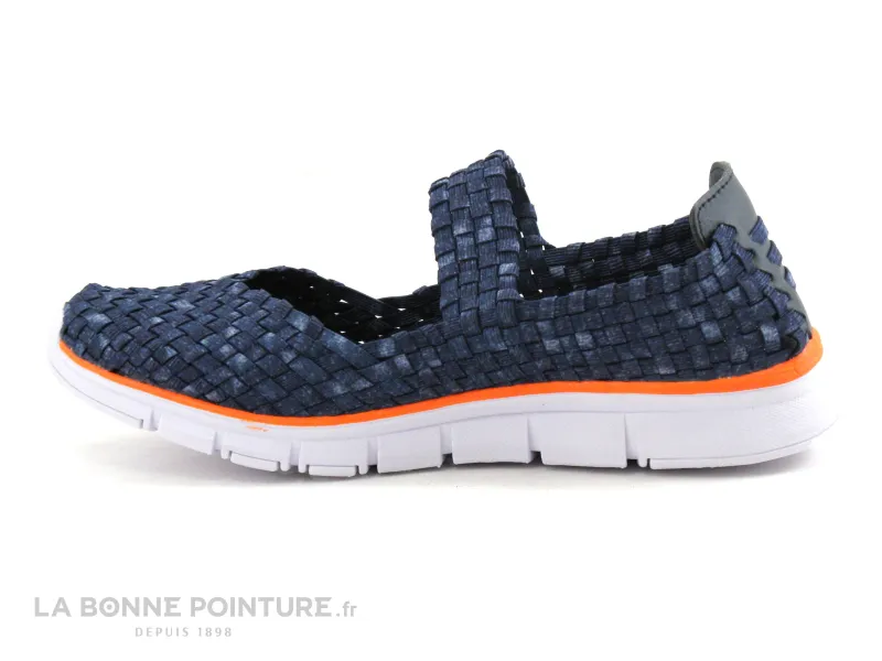 Achat chaussures Moran's Femme Chaussure de Sport, vente Morans Kidou Marine - Ligne Orange - Ballerine Elastique