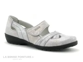 Achat chaussures Suave Femme Ballerine, vente Suave LONDON 8061T Shark Powder - Ballerine argent avec scratch