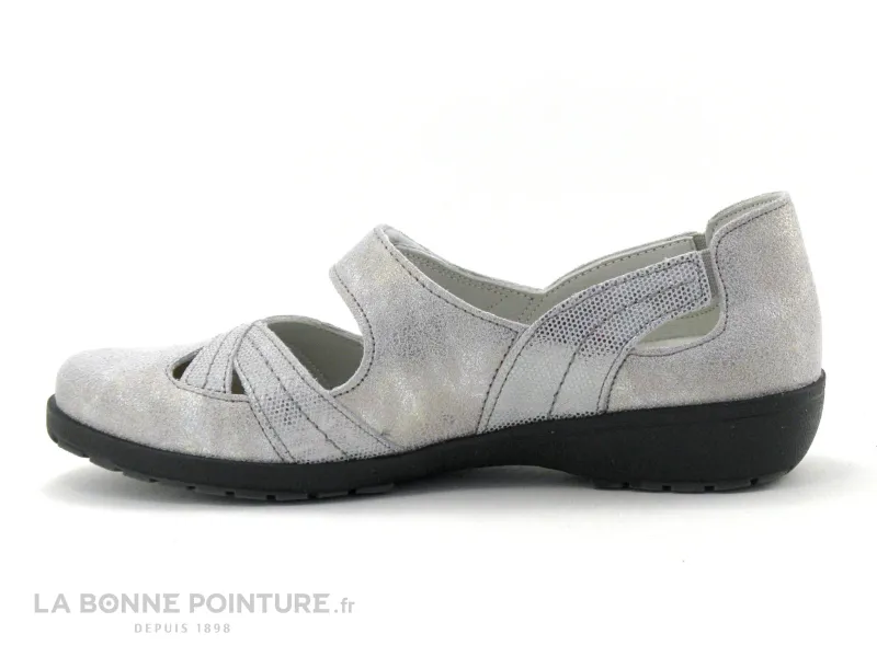 Achat chaussures Suave Femme Ballerine, vente Suave LONDON 8061T Shark Powder - Ballerine argent avec scratch