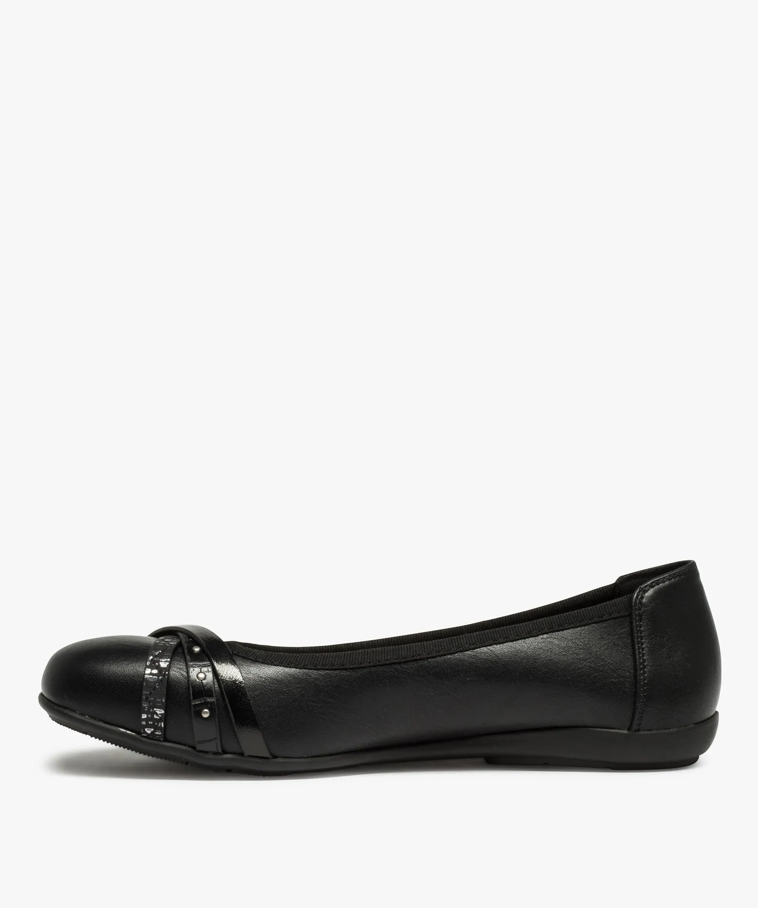 ballerines femme unies a talon plat et brides fantaisie noir ballerines