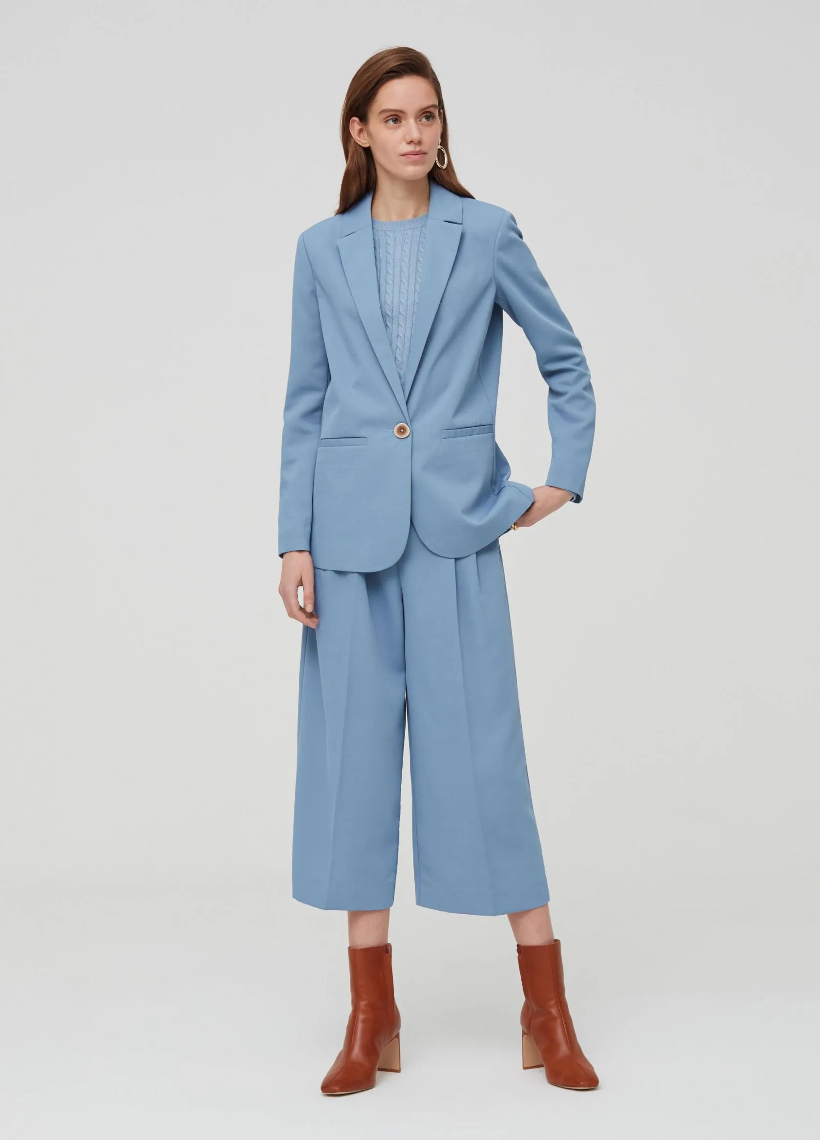 Blazers Femme | Solid colour blazer with pockets Bleu ciel | OVS