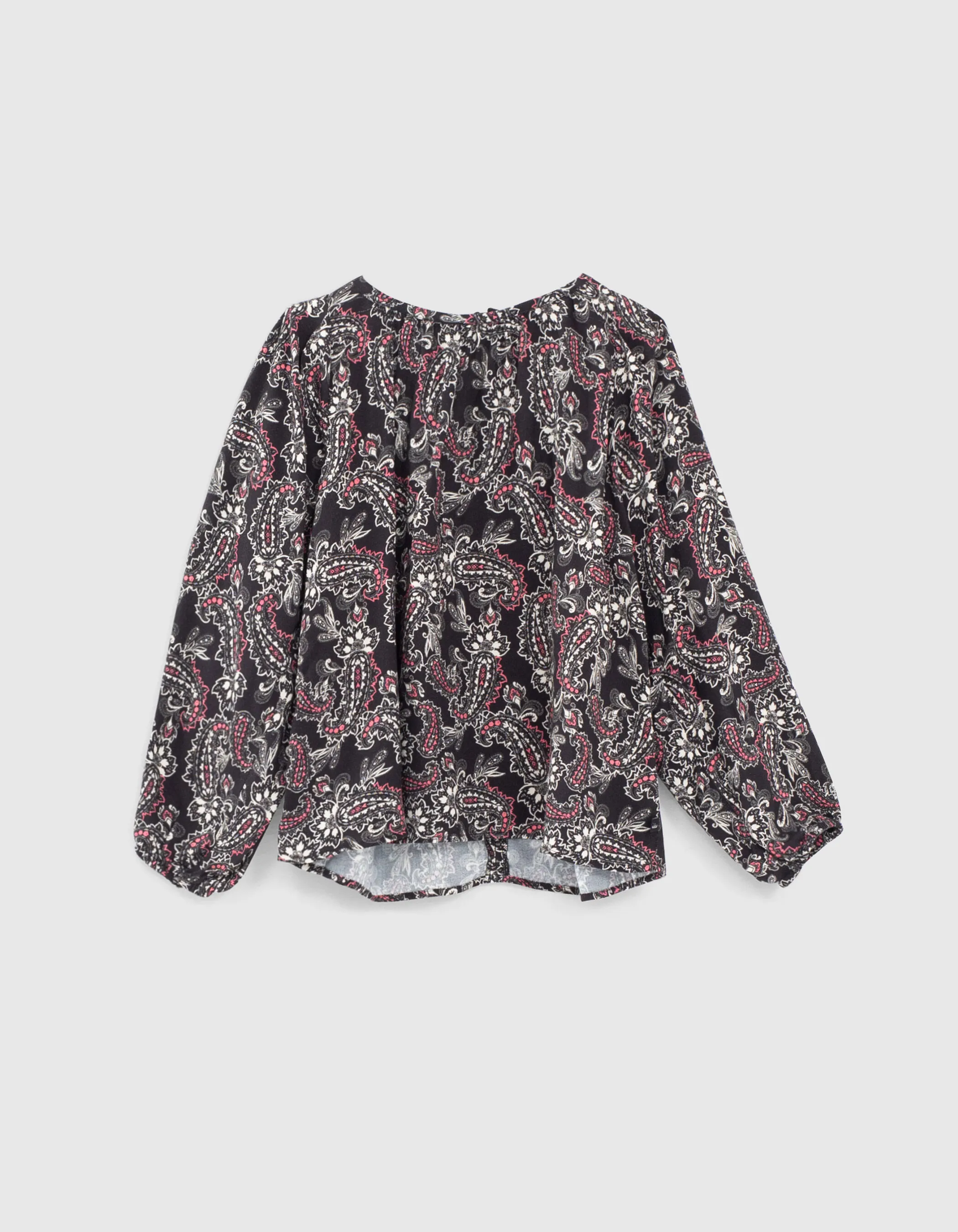 Blouse noire imprimé cachemire fille