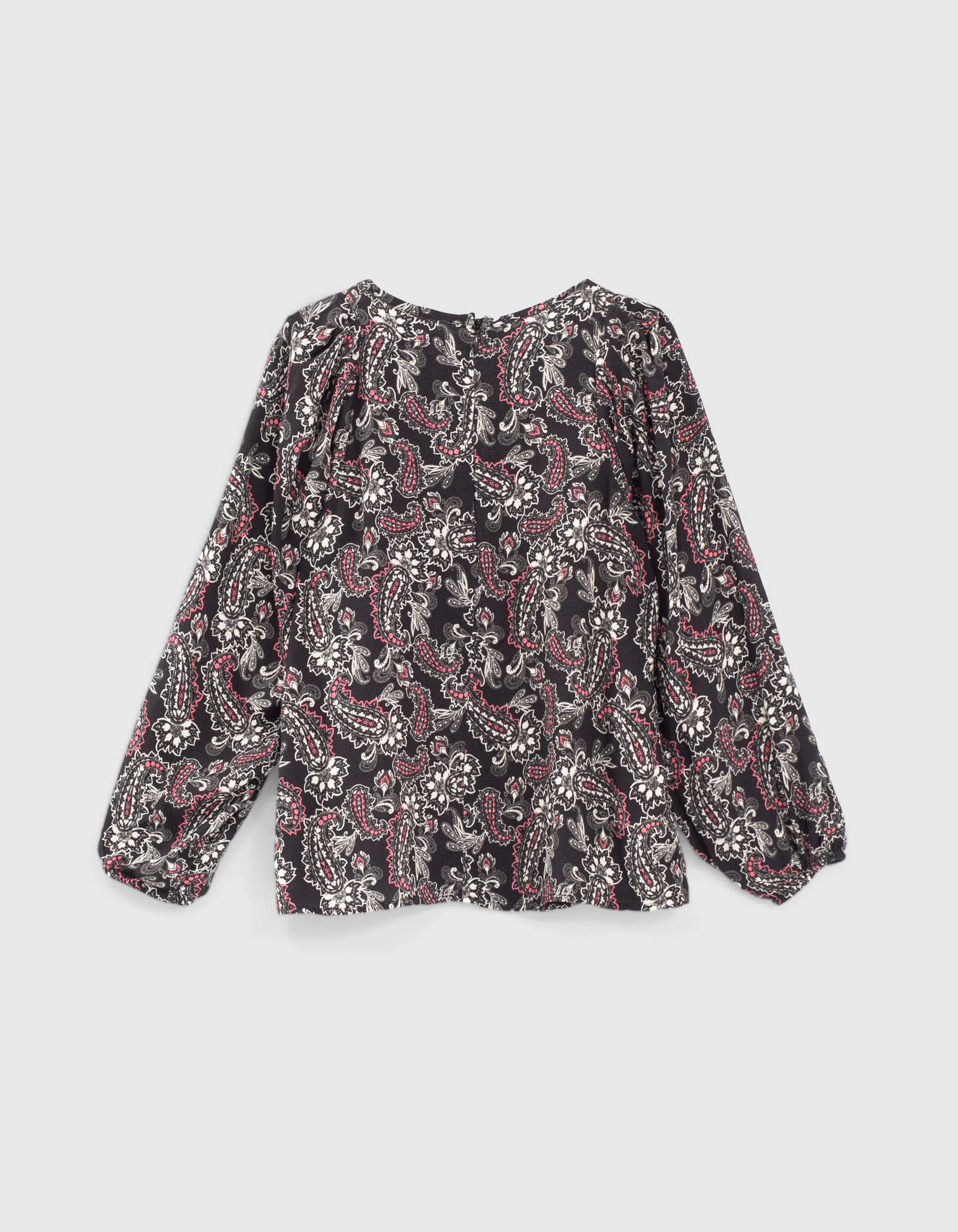 Blouse noire imprimé cachemire fille