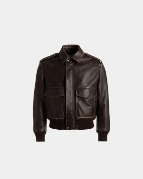 Blouson bomber En cuir marron