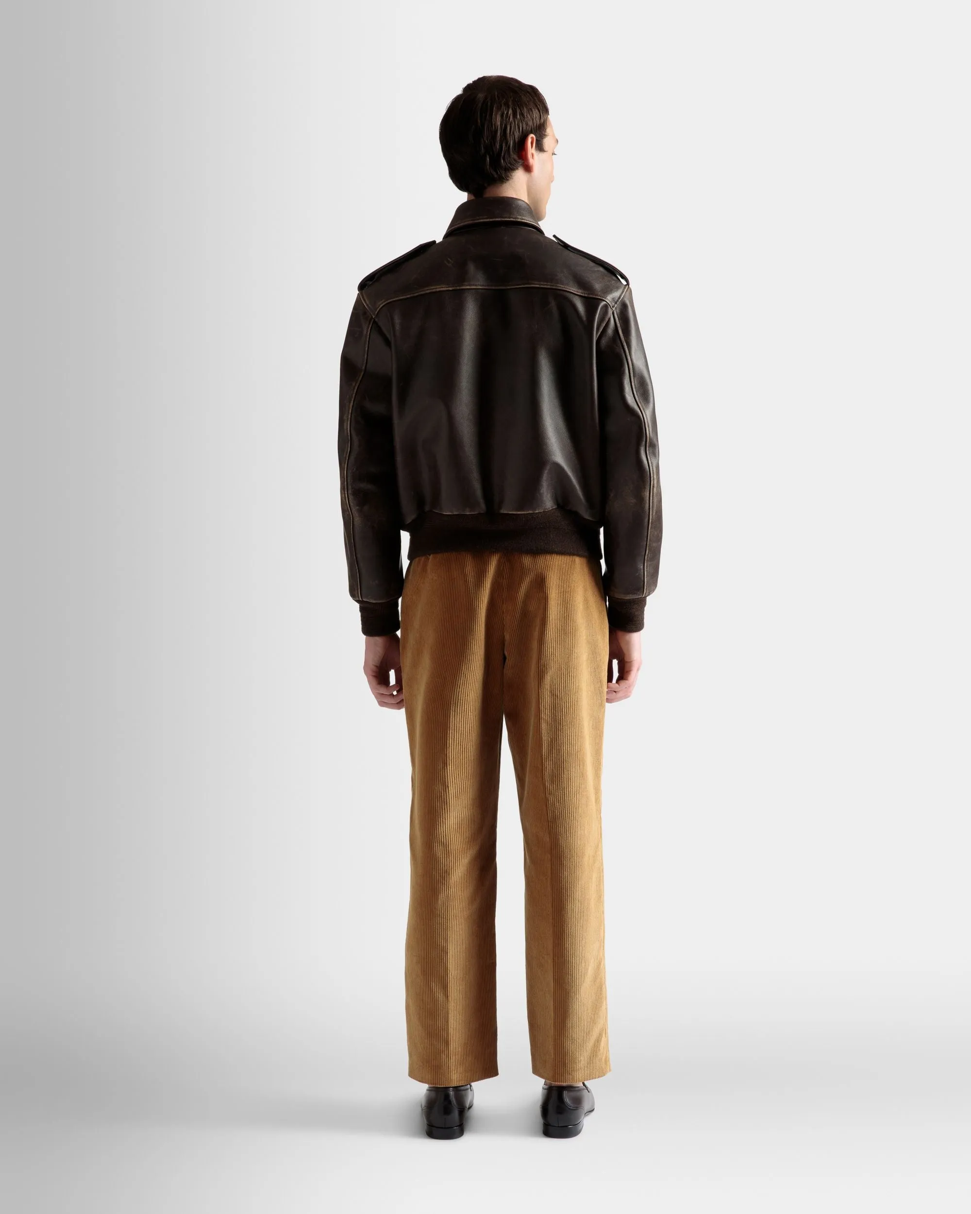 Blouson bomber En cuir marron