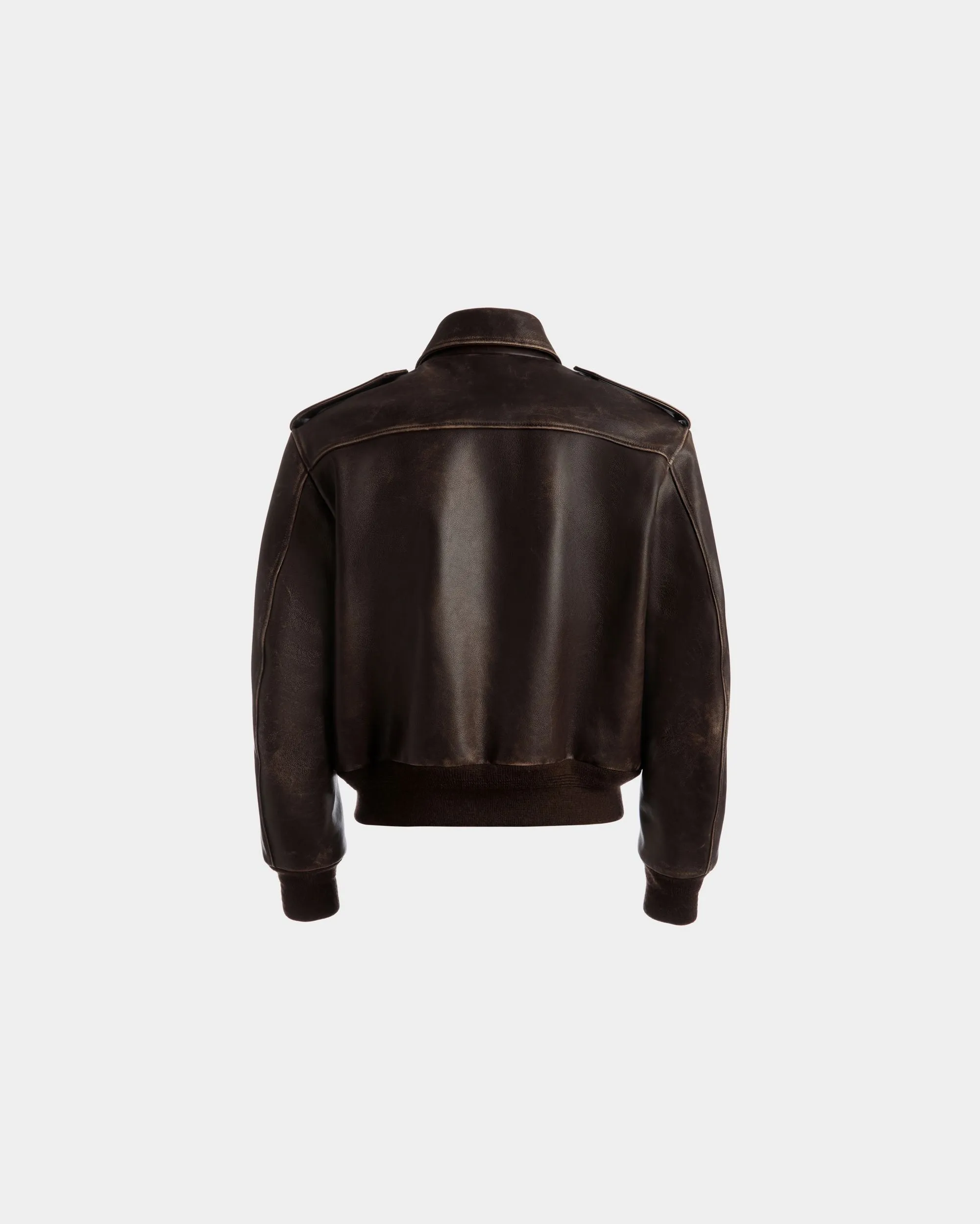 Blouson bomber En cuir marron