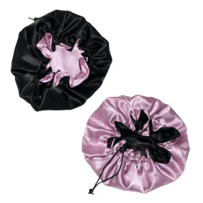 Bonnet satin réversible mauve et ajustable - Bonnet de nuit - ALEGRIHEAD