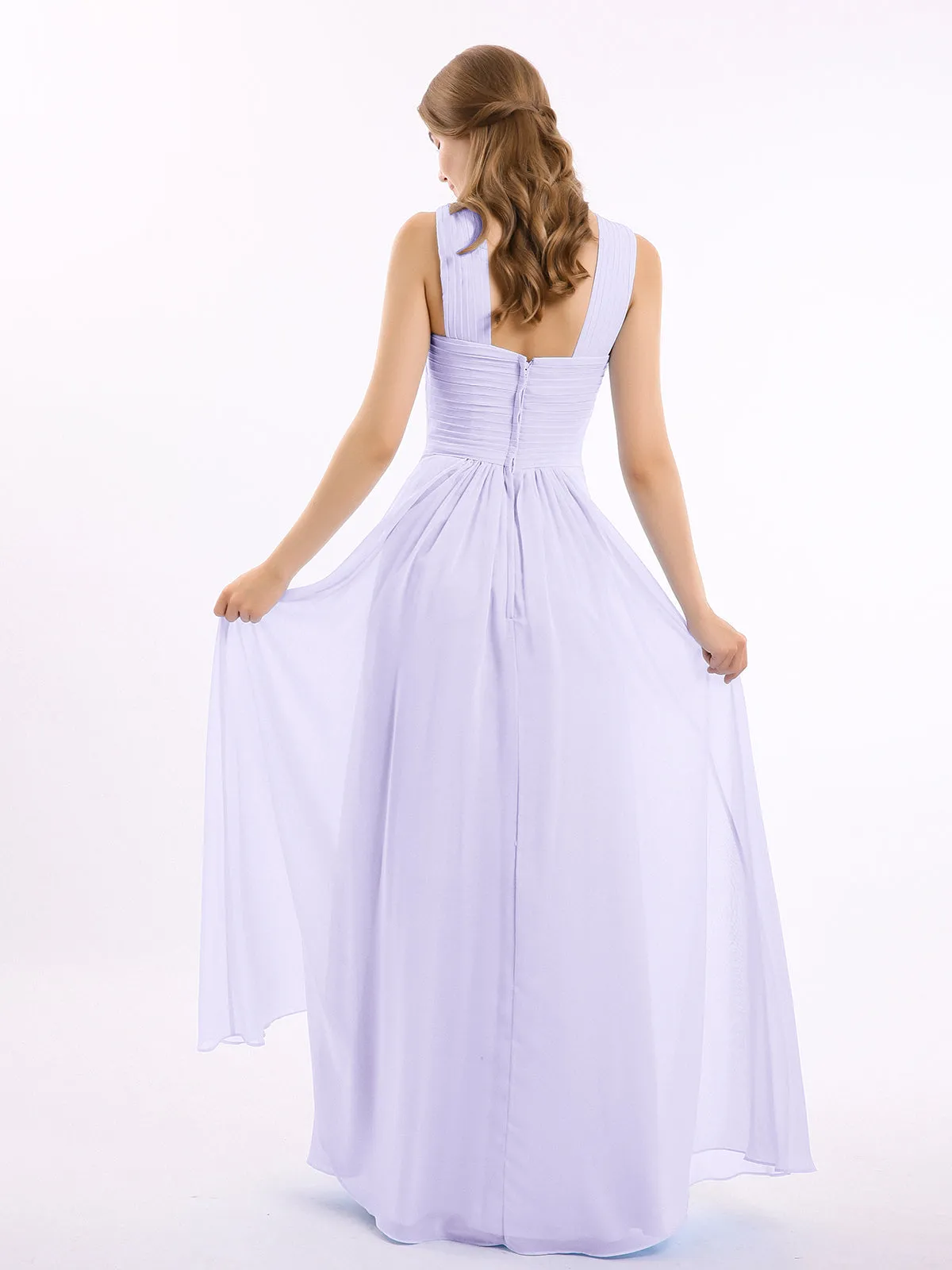 Bretelles Croisées Mousseline Robe avec Taille Empire Lilas