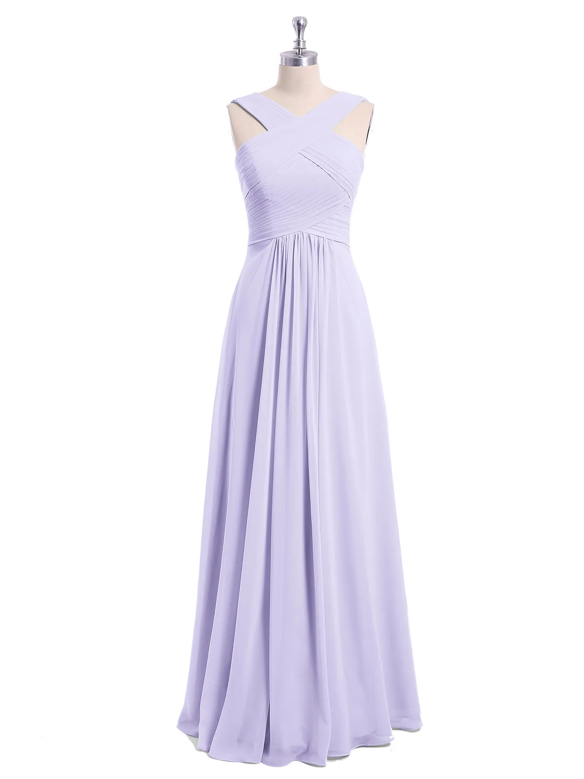 Bretelles Croisées Mousseline Robe avec Taille Empire Lilas