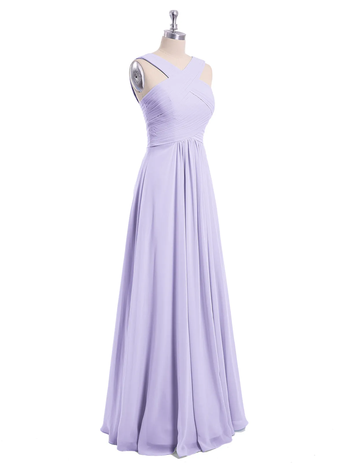 Bretelles Croisées Mousseline Robe avec Taille Empire Lilas