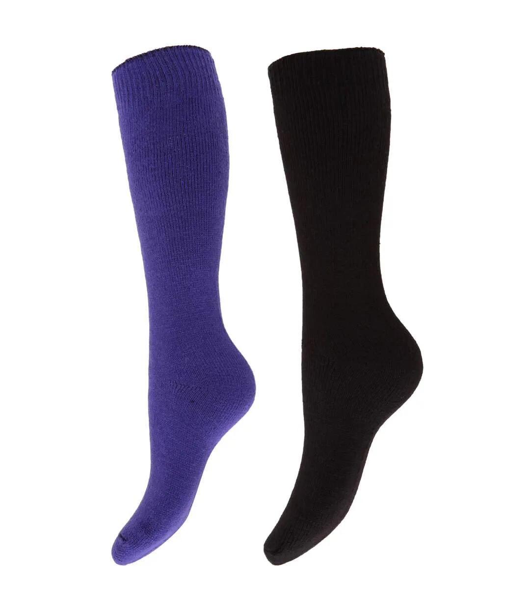 Chaussettes thermiques hautes 2 paires femme violet/noir Chaussettes thermiques hautes (2 paires)