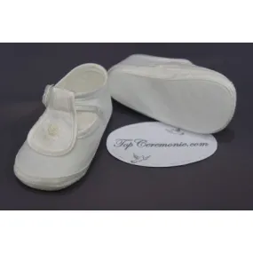 Chaussures babies baptême tissus blanc ou ivoire