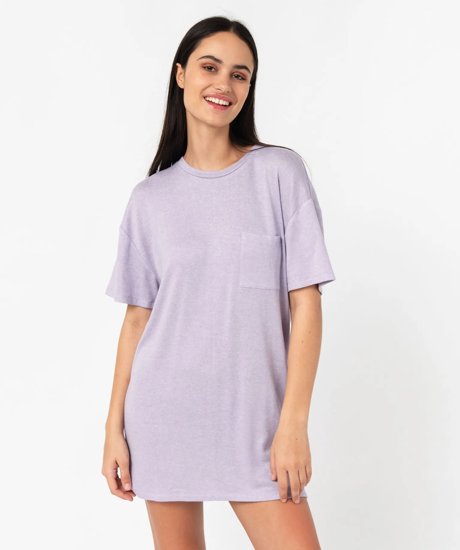 chemise de nuit a manches courtes en maille douce femme violet nuisettes chemises de nuit