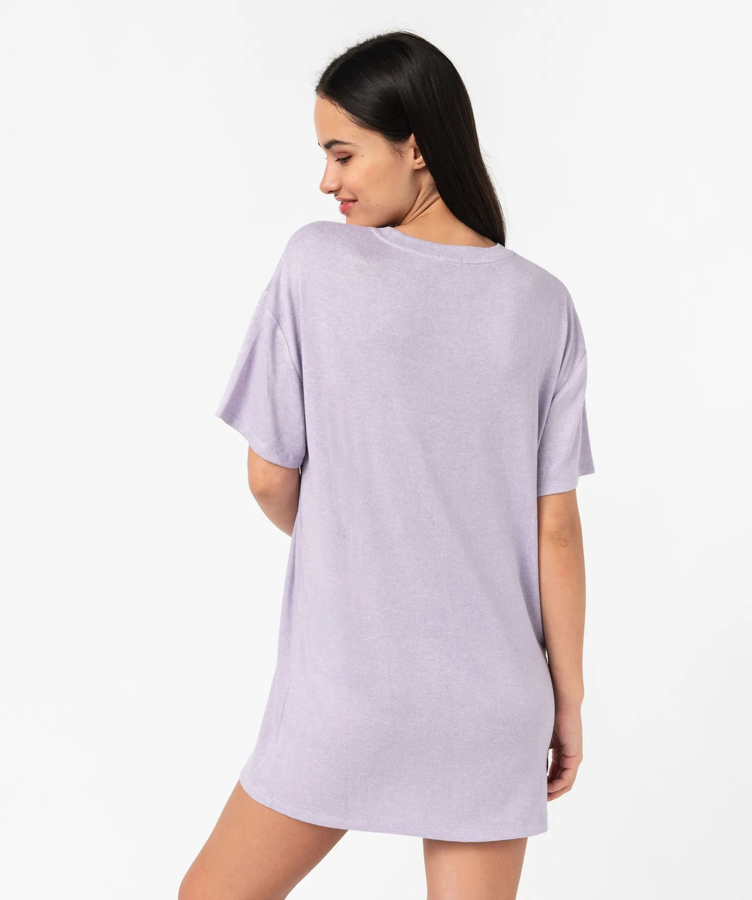 chemise de nuit a manches courtes en maille douce femme violet nuisettes chemises de nuit