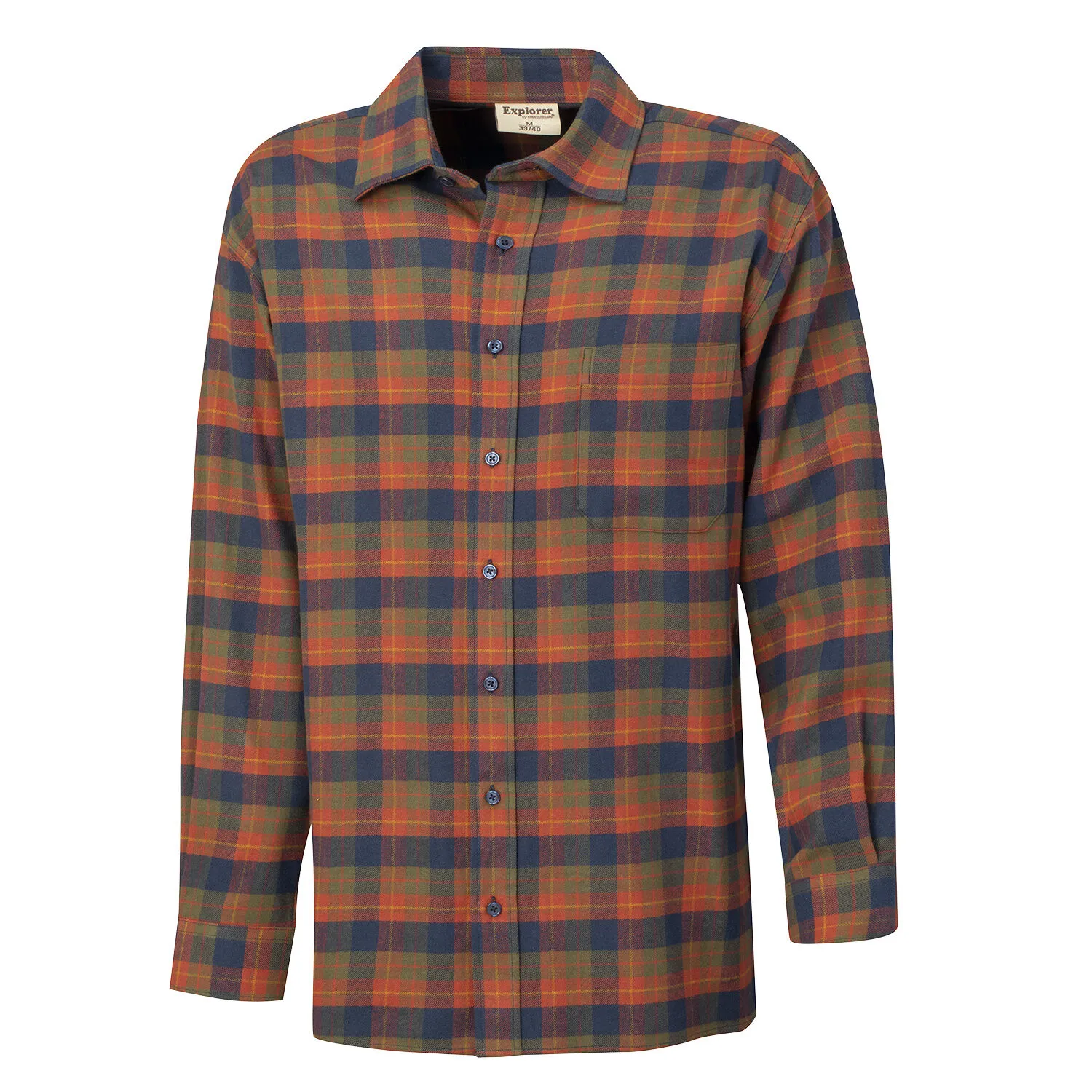 Chemise en flanelle, orange-vert à carreaux ⋆ Lehner Versand