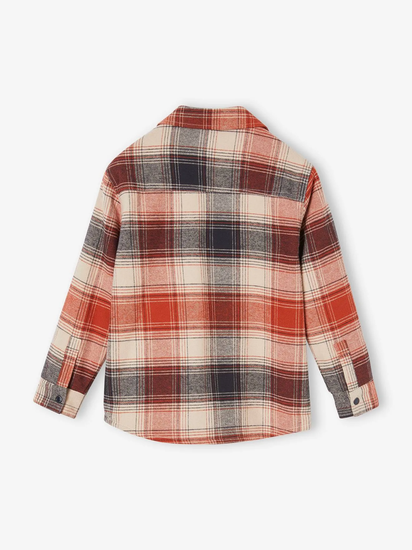 Chemise à carreaux en flanelle doublée sherpa garçon tomette - Vertbaudet