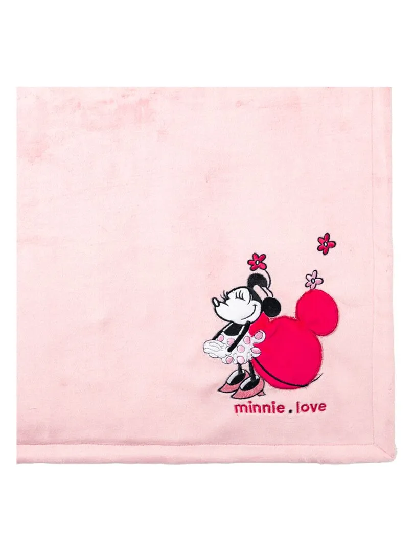 Couverture bi-matière Minnie Confettis 75x100 cm - Rose