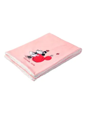 Couverture bi-matière Minnie Confettis 75x100 cm - Rose