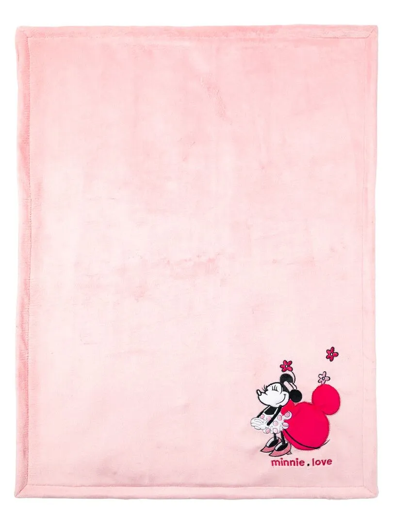 Couverture bi-matière Minnie Confettis 75x100 cm - Rose