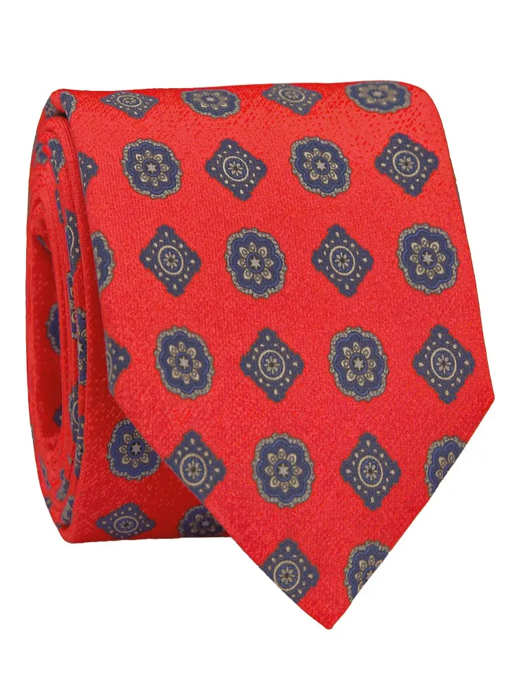 Cravate rouge motif rosace