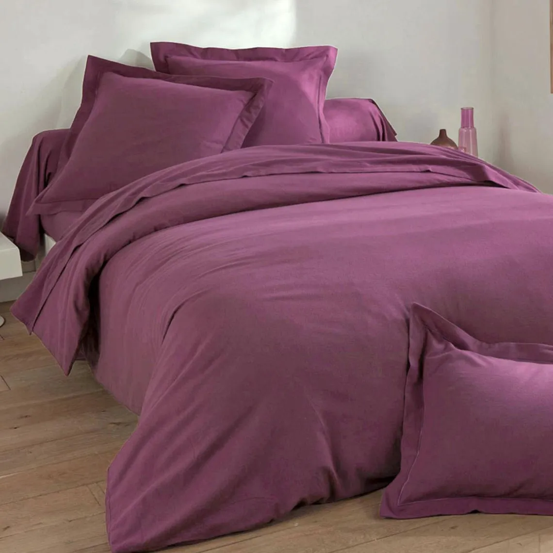 Drap plat Uni en flanelle de coton violet violine  | 3 Suisses