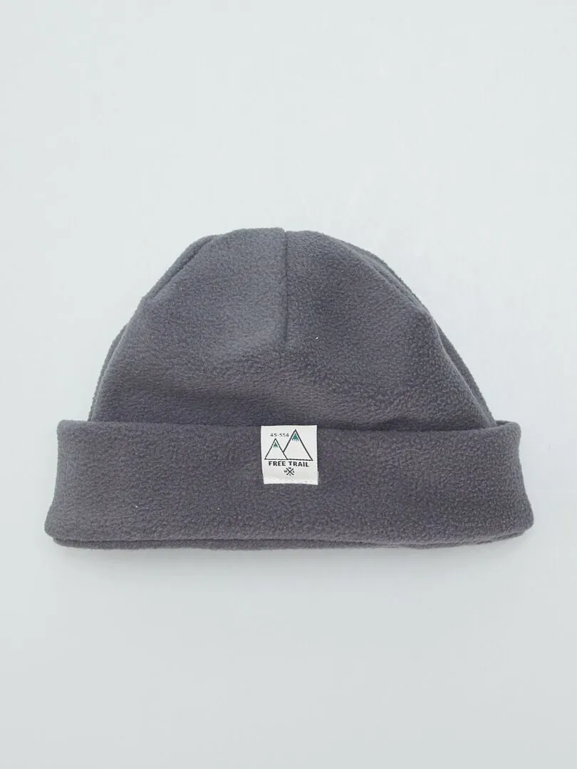 Ensemble de ski bonnet + snood en polaire - Gris foncé