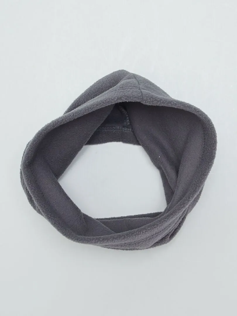 Ensemble de ski bonnet + snood en polaire - Gris foncé