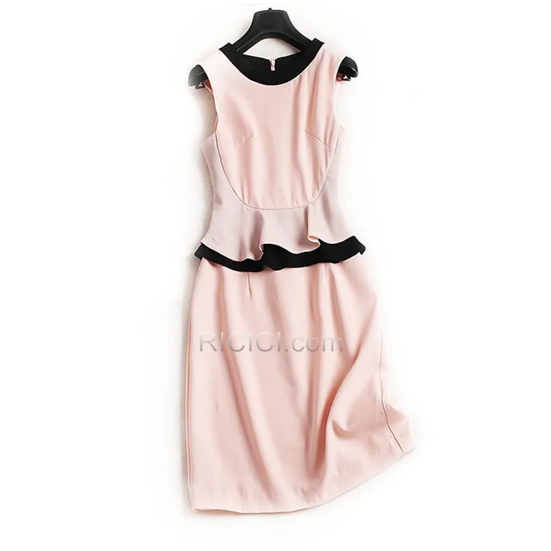 Fourreau / Droite À Volants Peplum Élégant Rose Pale Robes Casual Bureau