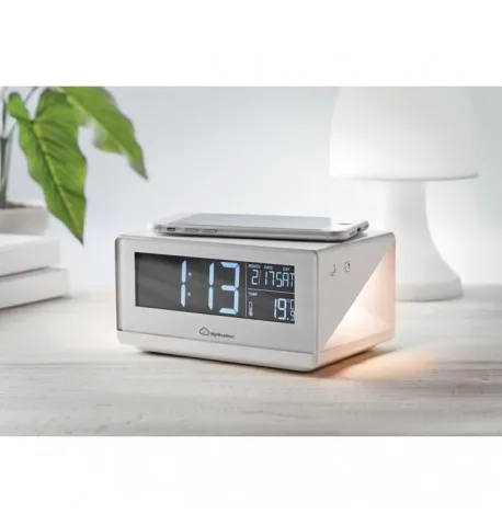 Horloge multifonctionnelle avec réveil, veilleuse, chargeur sans fil 