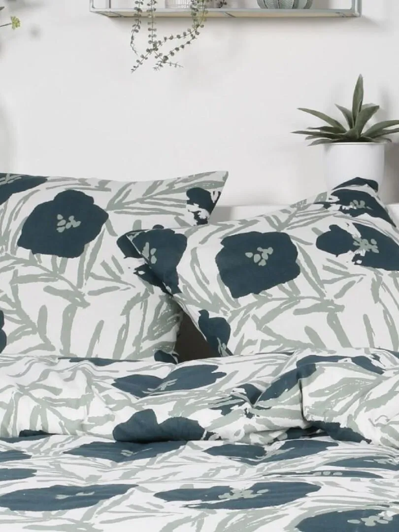 Housse de couette  Poppies + taie(s) 100% coton flanelle - Bleu