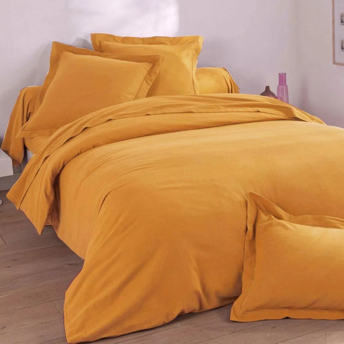 Housse de couette Uni en flanelle de coton jaune soleil  | 3 Suisses