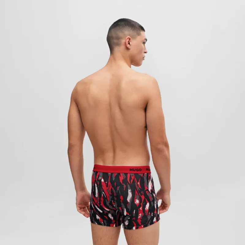 LOT DE TROIS BOXERS LONGS EN COTON STRETCH HUGO AVEC TAILLE LOGOTÉE