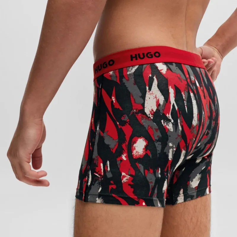 LOT DE TROIS BOXERS LONGS EN COTON STRETCH HUGO AVEC TAILLE LOGOTÉE