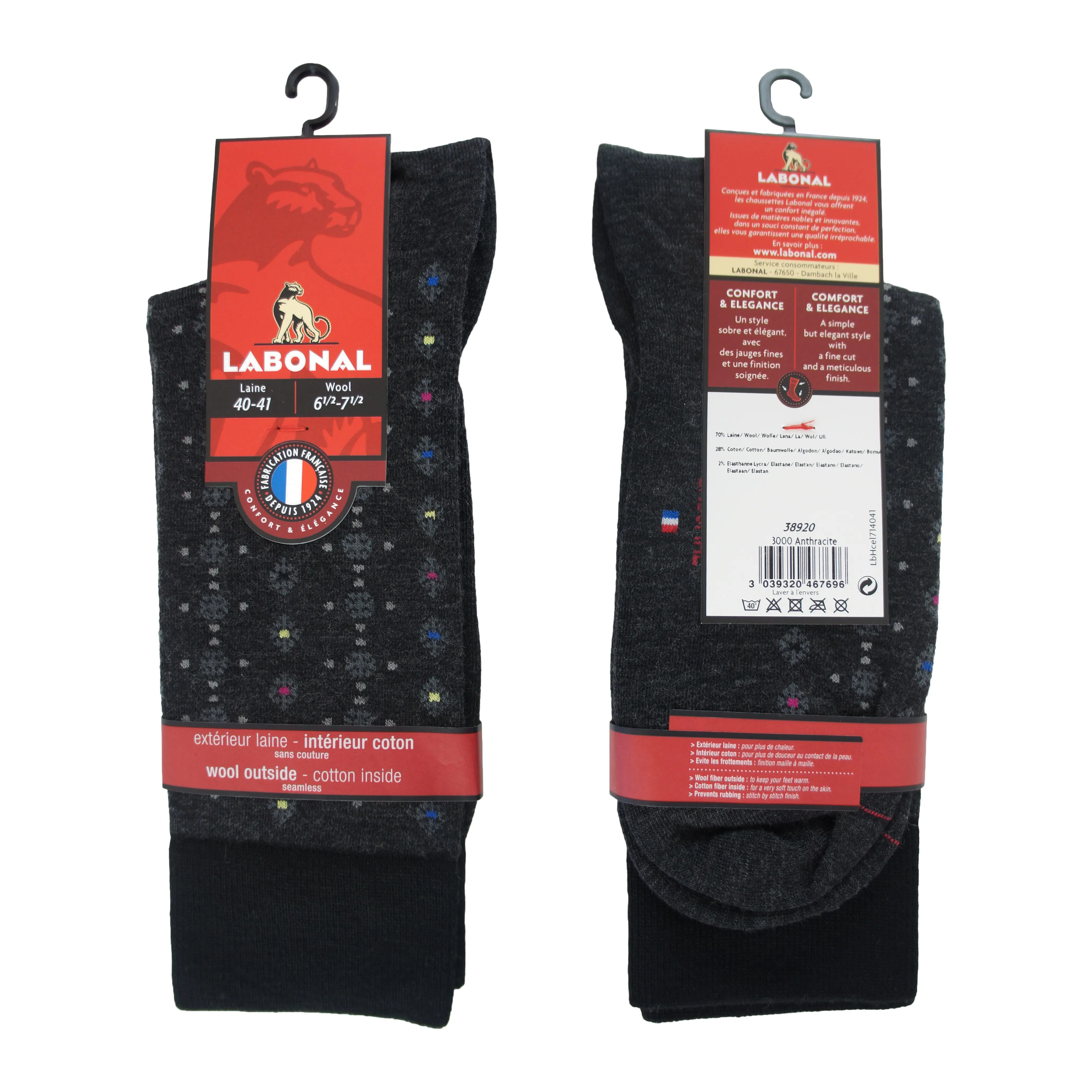 Mi-Chaussettes Laine anthracite - Labonal : vente chaussettes pour ...