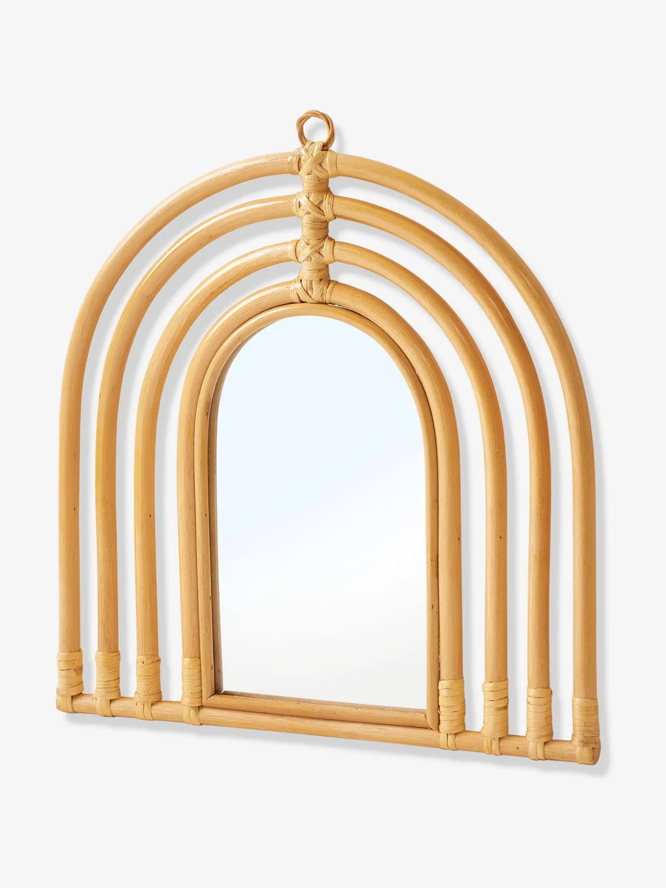 Miroir arc-en-ciel en rotin beige - Vertbaudet