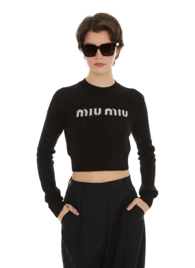 MIU MIU  Pull en cachemire et ligne  - Noir