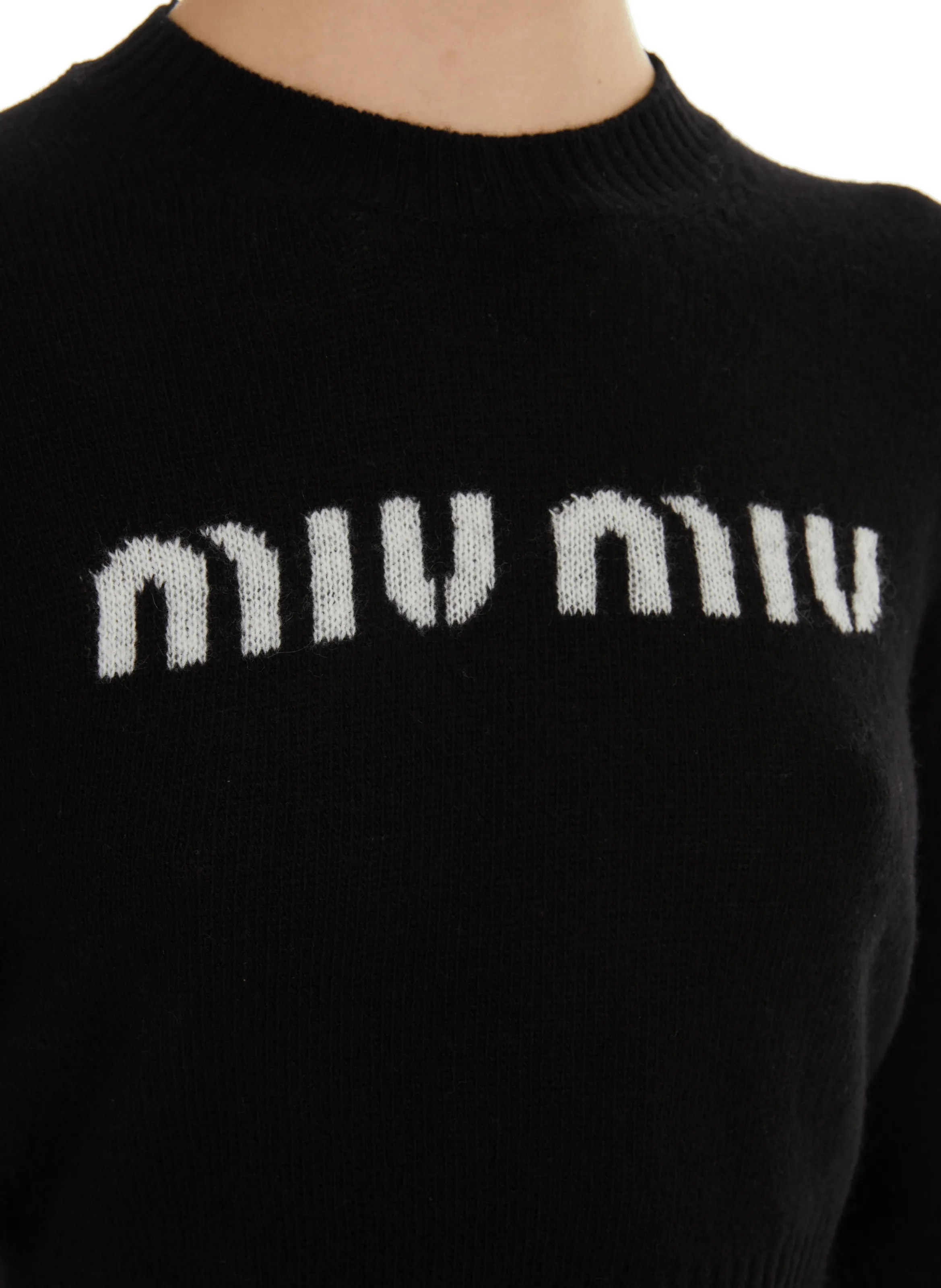 MIU MIU  Pull en cachemire et ligne  - Noir