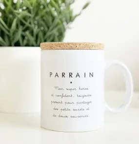 Mug avec son couvercle en liège "PARRAIN"