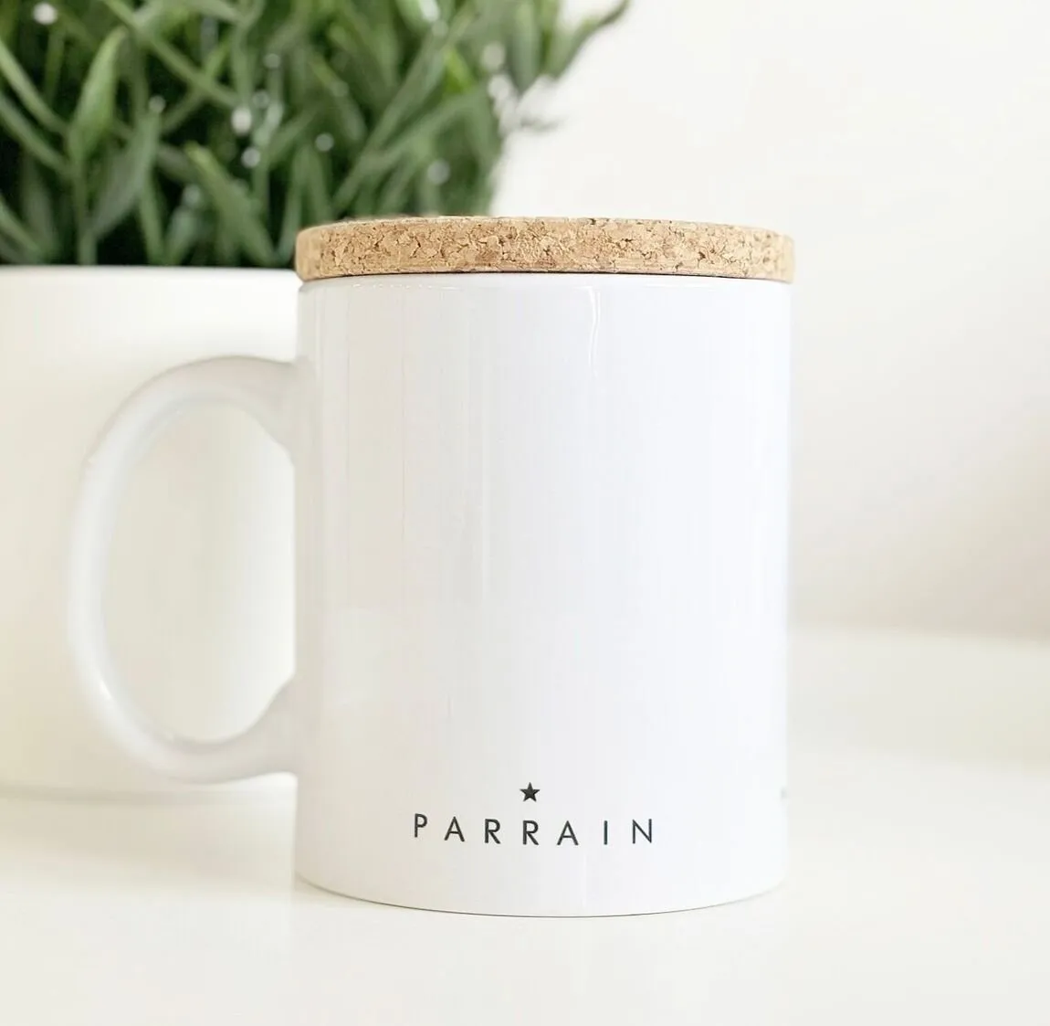 Mug avec son couvercle en liège "PARRAIN"