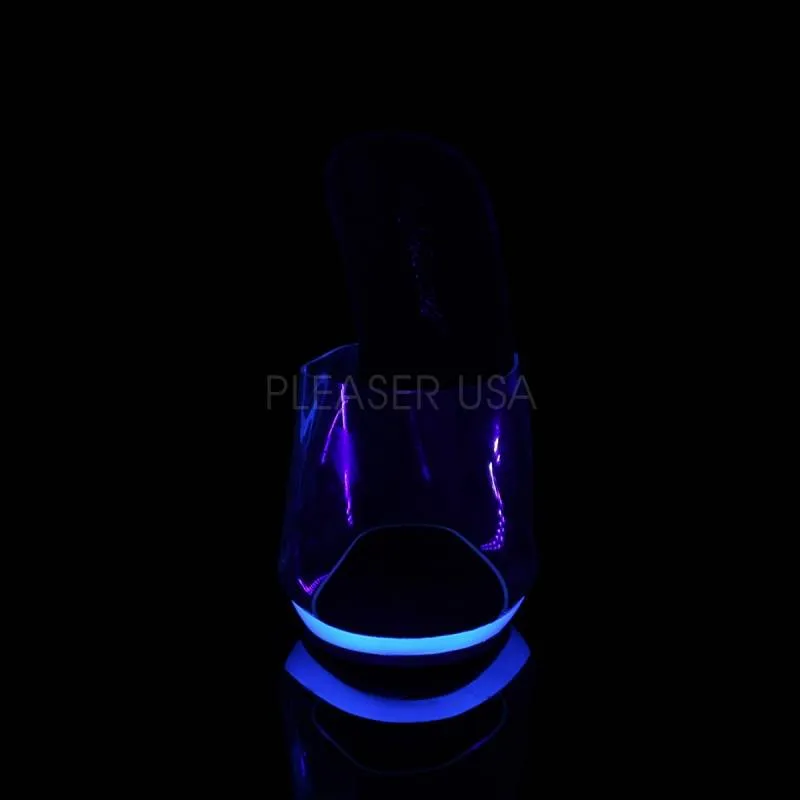 Mules fluo transparente à petite plateforme bleue fluo discount petit prix taille 37