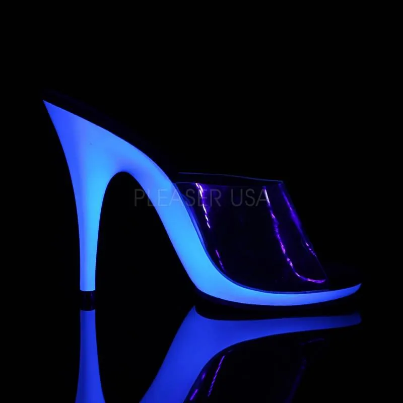 Mules fluo transparente à petite plateforme bleue fluo discount petit prix taille 37