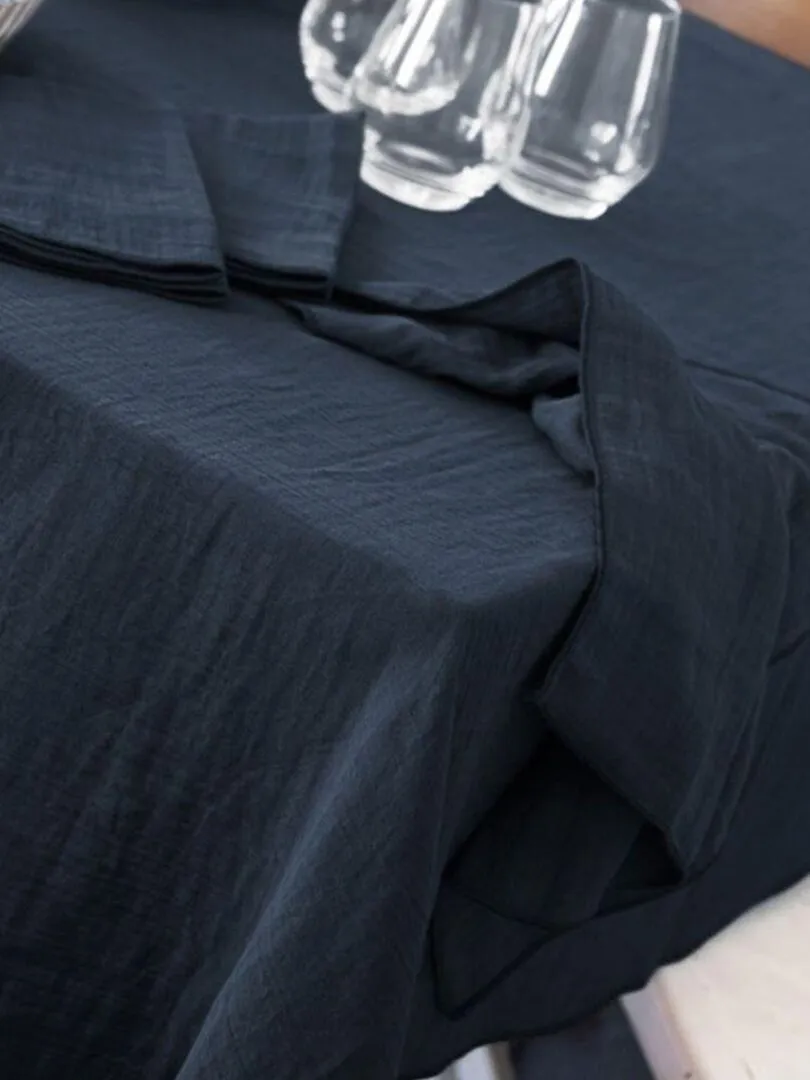 Nappe rectangle en Gaze de coton - Bleu nuit