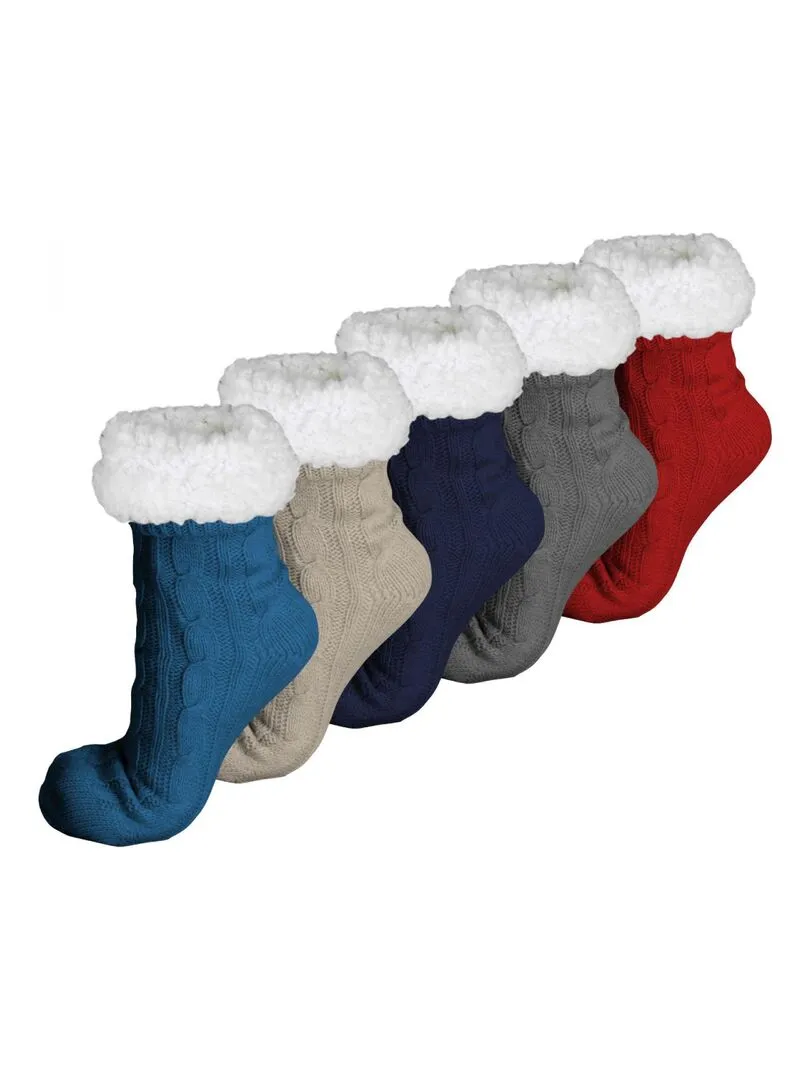 Paire de chaussettes, chaussons polaires mixtes - Taille 35-39 - Vivezen - Rouge