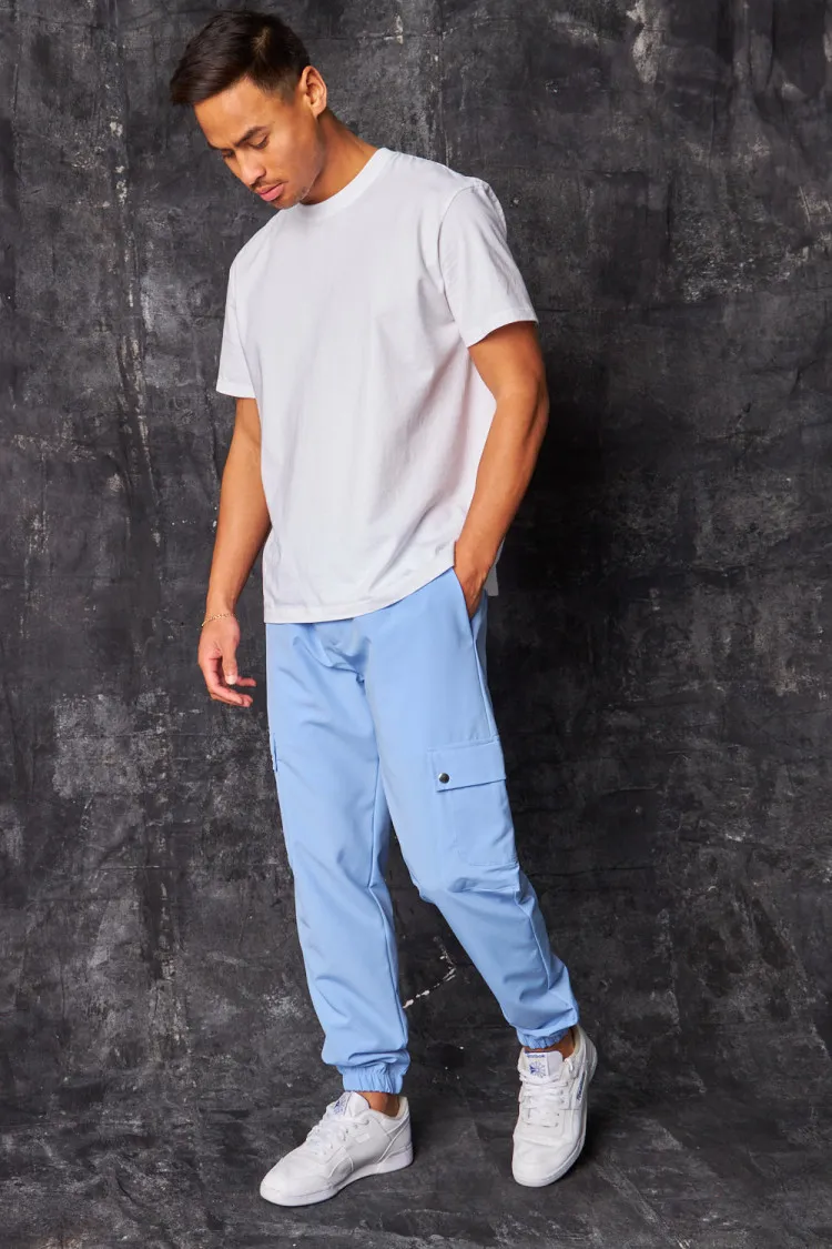 Pantalon de jogging fluide cargo bleu clair