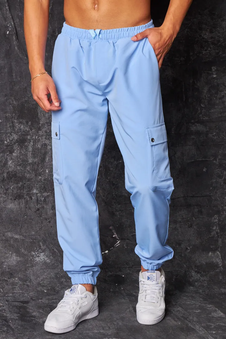 Pantalon de jogging fluide cargo bleu clair