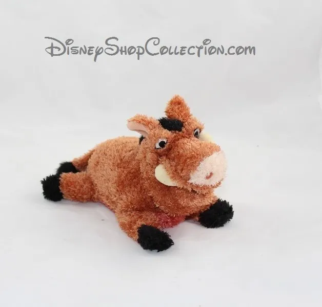 Peluche phacochère Pumba DISNEY STORE Le Roi Lion poils longs 19 cm