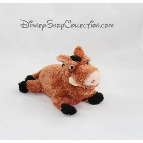 Peluche phacochère Pumba DISNEY STORE Le Roi Lion poils longs 19 cm