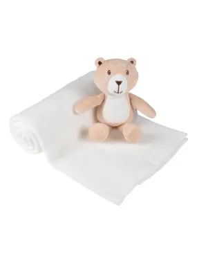 Plaid bebe avec son doudou Ours de la foret - Blanc